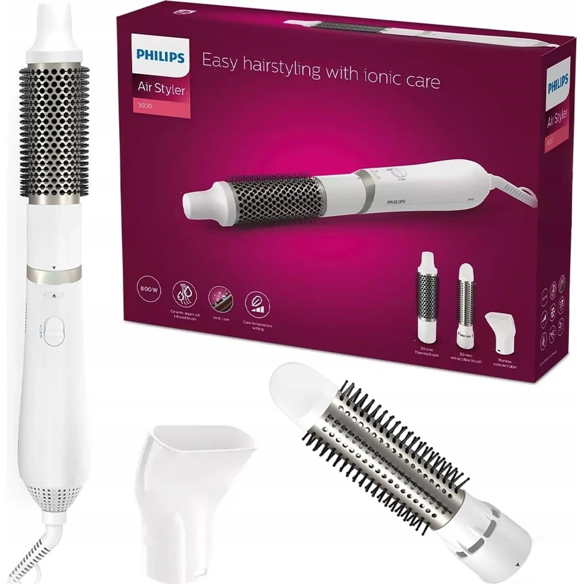 Philips BHA303/ 00 horkovzdušný kulmofén bílý,  800 W,  3 nástavce,  ionizace,  keramický povrch1 