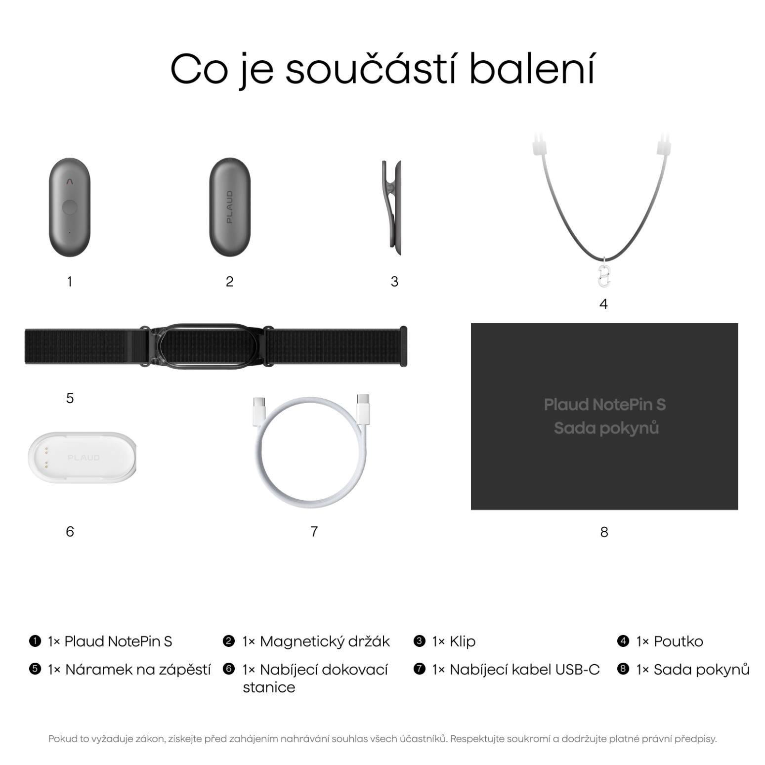 PLAUD Note Pin S Black - AI hlasový záznamník + náramek a šňůrka na krk9 