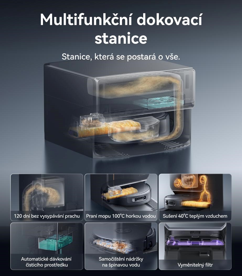 Narwal Flow2 compact station - AI robotický vysavač s pásovým mopem a samočistící stanicí s napojením na odpad5 
