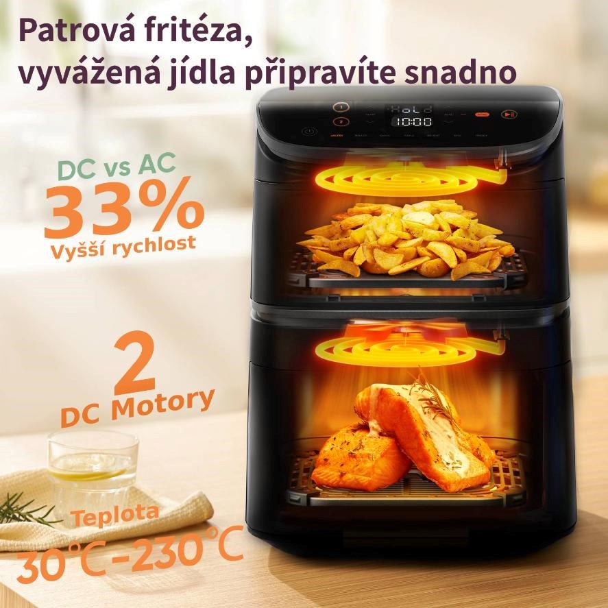 Cosori Turbo Tower horkovzdušná fritéza 10, 8 L,  keramika,  černá2 