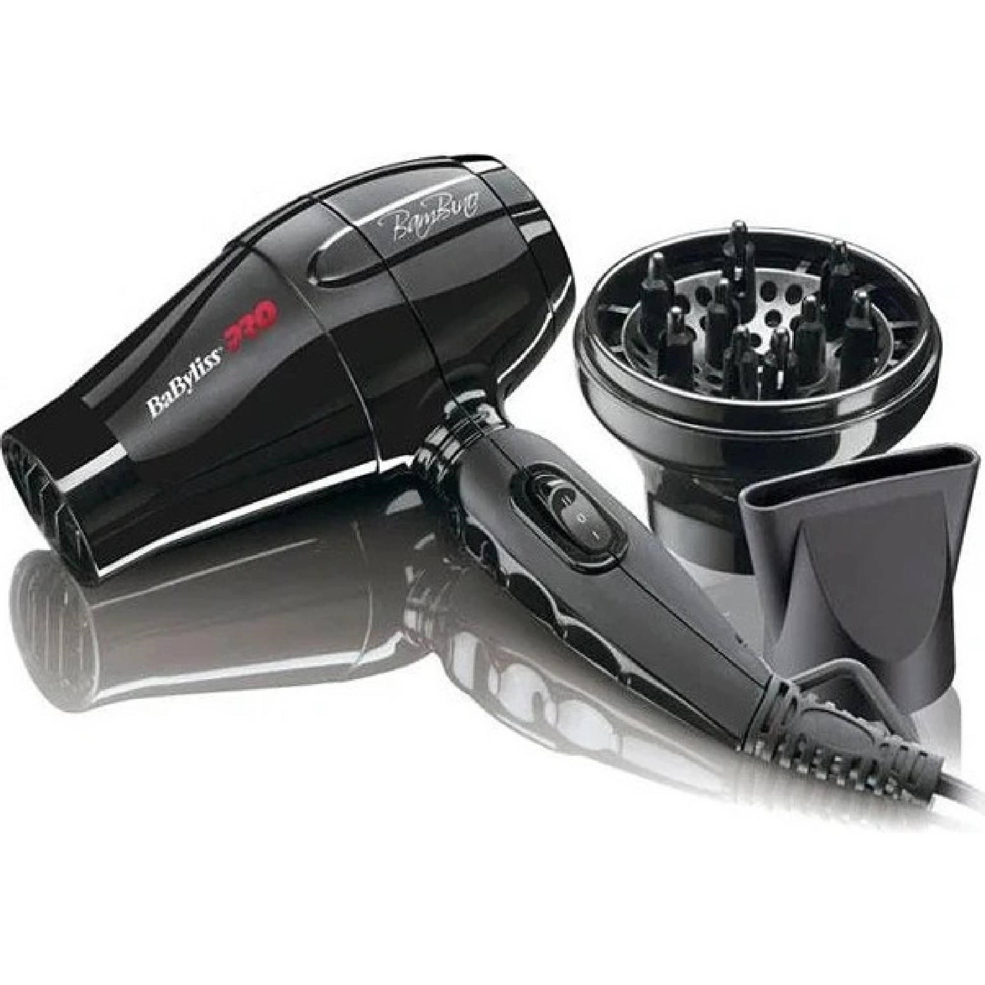 BaByliss PRO BAB5510E mini fén,  1200 W,  duální napětí,  difuzér,  koncentrátor,  černý1 