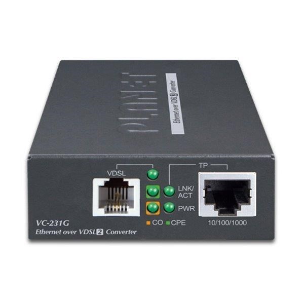 Planet VC-231Gv2,  Eth. VDSL2 konvertor,  1000Base-T,  master/ slave,  profil 30a/ 35b,  G.993.5 Vectoring,  G.INP,  RJ-111 