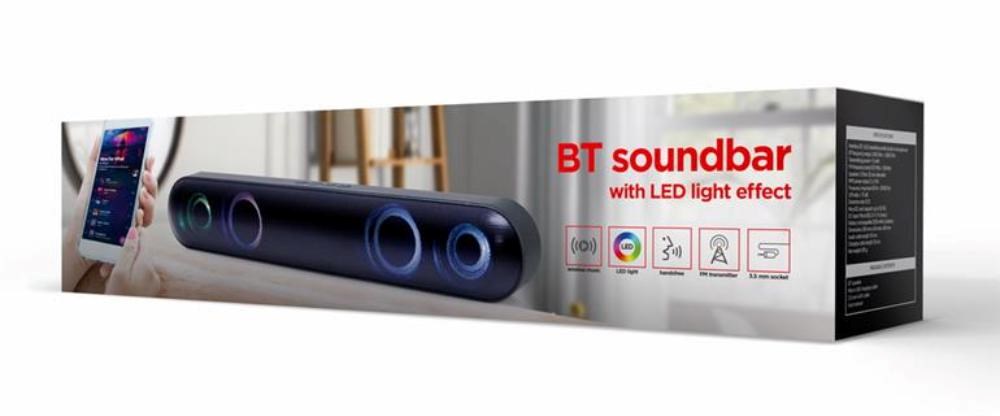 GEMBIRD Soundbar SPKBT-BAR400L,  Bluetooth,  2x5W,  LED podsvícení,  černá5 
