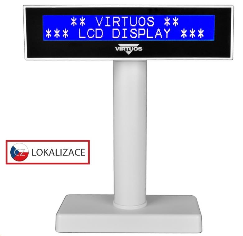 LCD displej Virtuos FL-2026MB 2x20, USB biely
