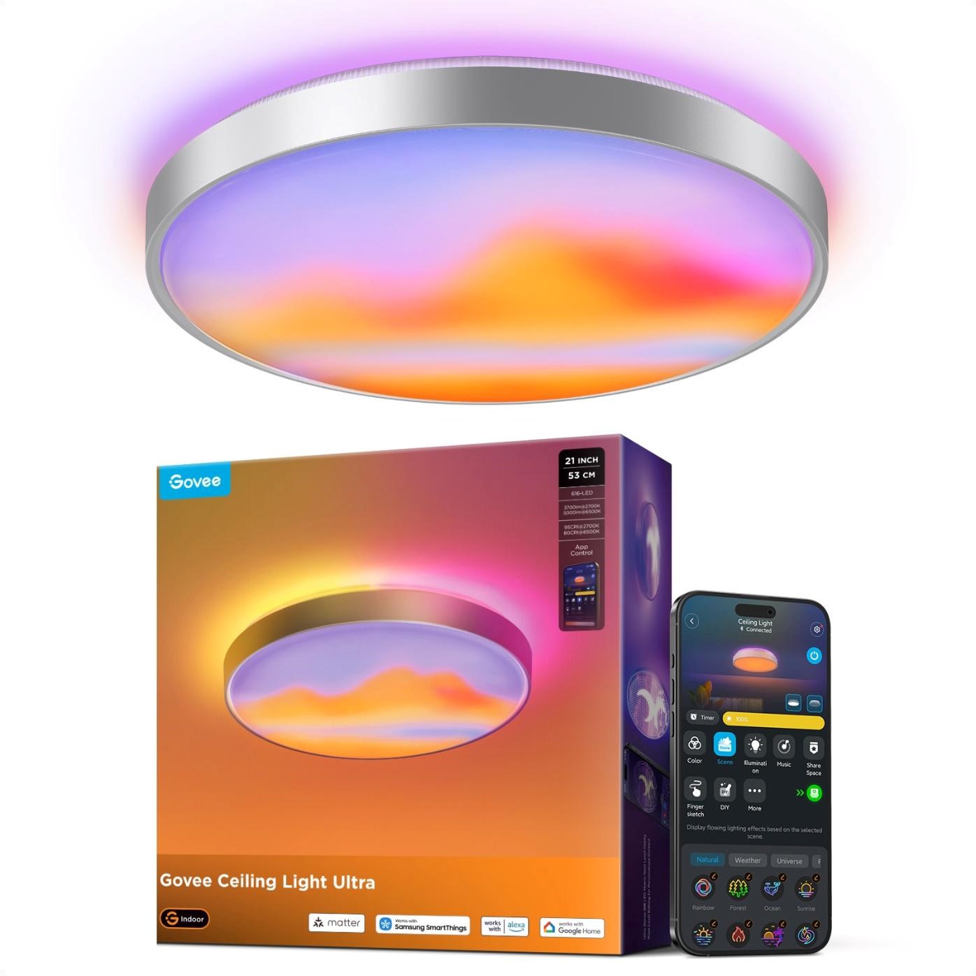 Govee Ultra RGBICWW Smart duální kulaté stropní světlo 5000lm 53cm Matter0 