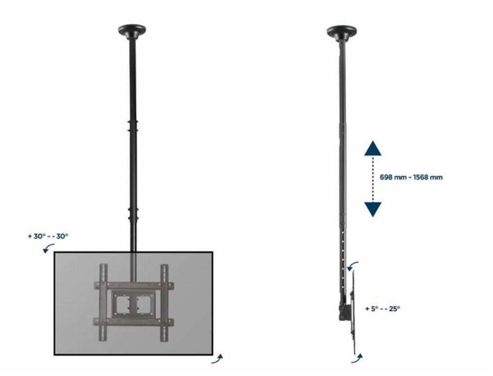 GEMBIRD Držák TV na strop,  32“ - 70“,  plně pohyblivý8 