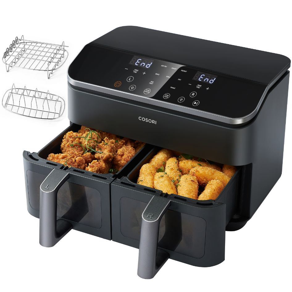 BAZAR - Cosori Dual Basket horkovzdušná fritéza 8.5l  + 5x špíz a rošt - Rozbaleno (Komplet)8 