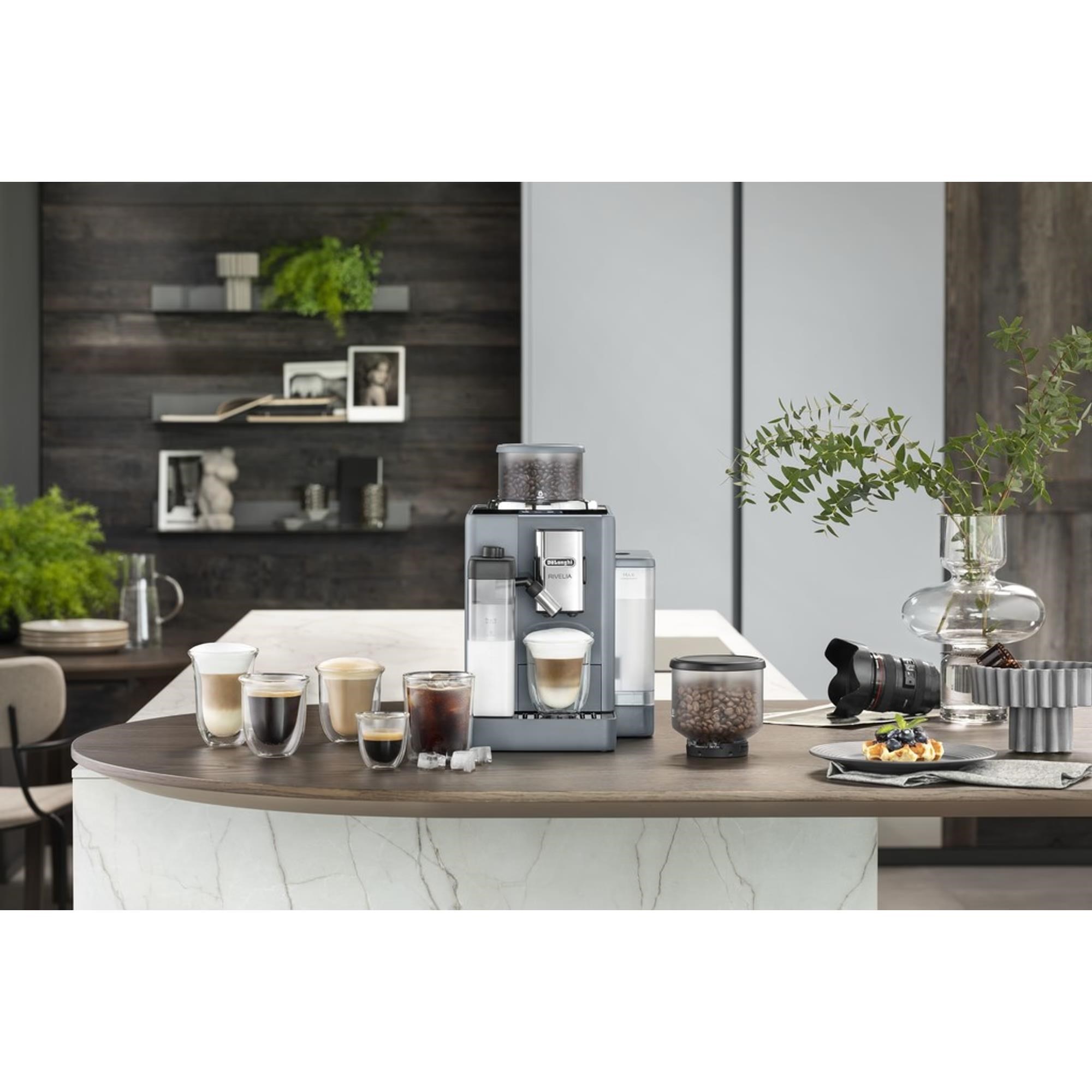BAZAR - DeLonghi Rivelia EXAM440.55.G,  automatický kávovar šedý,  LatteCrema,  Bean Switch,  Bean Adapt,  16 nápojů - Poškoz5 