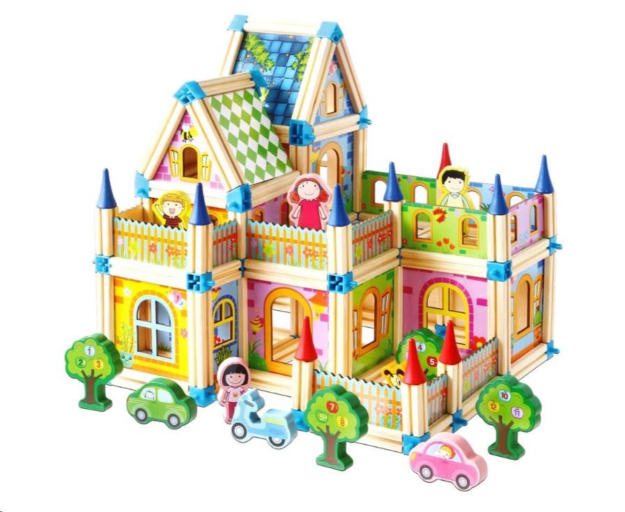2Kids Toys Dřevěná stavebnice Zámek barevný0 