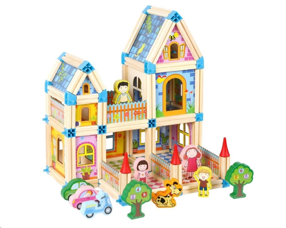 2Kids Toys Dřevěná stavebnice Zámek barevný2 