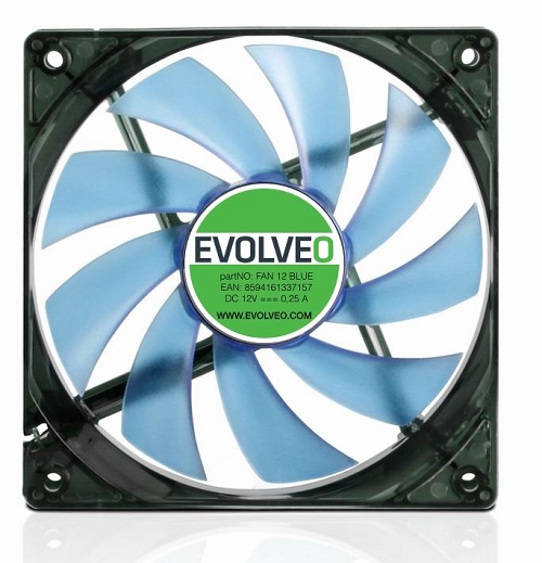 EVOLVEO 12L1BL ventilátor 120mm,  4 LED modré,  3pin0 