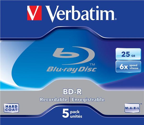 VERBATIM BD-R SL(5-pack)Blu-Ray/ Jewel/ 6x/ 25GB1 