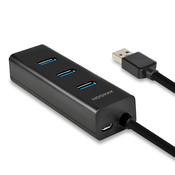 AXAGON HUE-S2BL,  4x USB 3.0 CHARGING hub,  micro USB nap. konektor,  kábel USB-A 1.2m3 