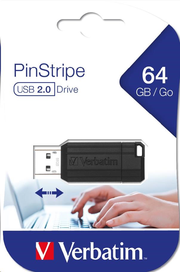 VERBATIM Flash Disk 64GB USB 2.0 Store "n" Go PinStripe,  čierna6 