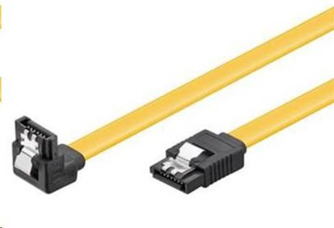 PREMIUMCORD 0, 3m SATA 3.0 dátový kábel 1.5 GB /  3 GB /  6 GB,  kov.západka,  90°0 