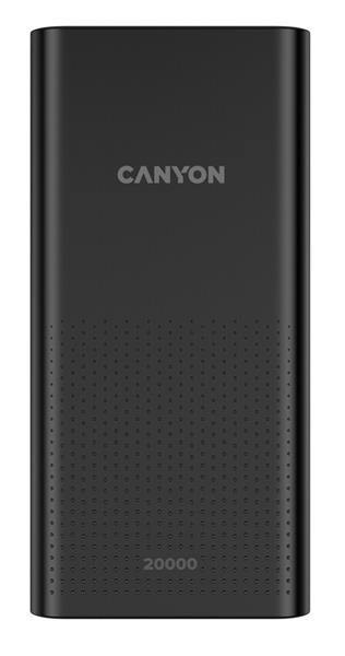 Canyon PB-2001, Powerbank, Li-Pol, 20.000 mAh, Vstup: 1x Micro-USB, 1x USB-C, Výstup: 2x USB-A, čierna