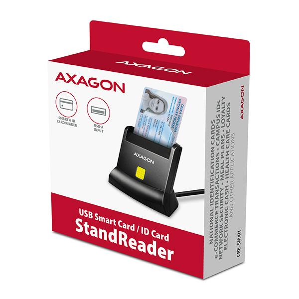 AXAGON CRE-SM4N, USB-A StandReader čítačka kontaktných kariet Smart card (eObčanka), kábel 1.3m4