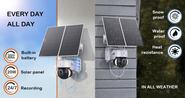 Solárna HD kamera Viking HDs03 4G/ 20000mAh/ farebné nočné videnie/ IP66/ aplikácia/ notifikácia/ biela1