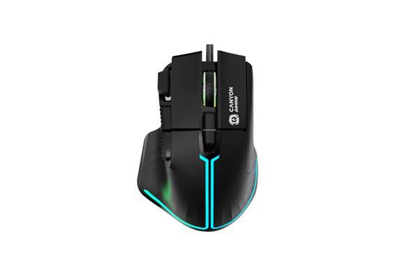 Canyon Fortnax, GM-636 herná myš, drôtová, optická, 20.000dpi, odozva 1ms, 9 progr. tlač,  6 režimov RGB podsv., čierna