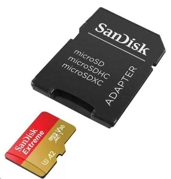 Karta SanDisk micro SDXC 256GB Extreme (190 MB/ s Class 10,  UHS-I U3 V30) + adaptér0