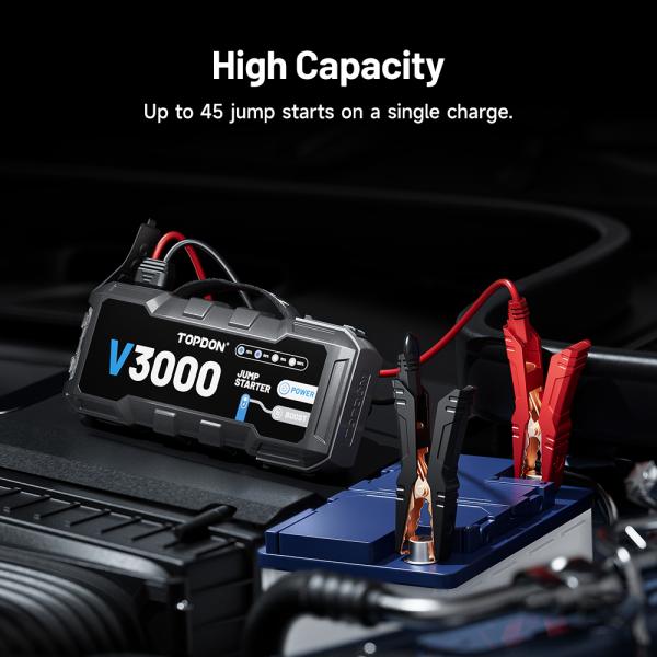 TOPDON Car Jump Starter V3000/ 3000A/ 12V vozidla/ 24000mAh/ 9l benzín/ 7l diesel/ LED svetlo |2