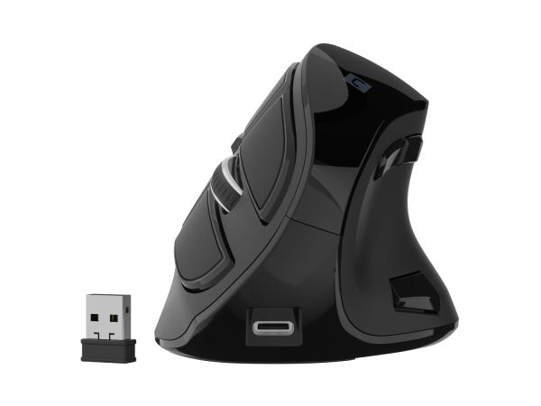 Vertikálna bezdrôtová myš Natec EUPHONIE PRO/ Vertikálna/ Blue Sense/ Pre pravákov/ 2 400 DPI/ USB+BT/ Čier7