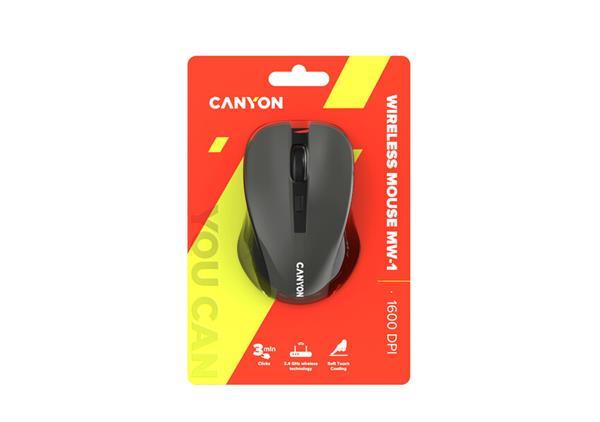 Canyon OnClick W01, Wireless optická myš USB, 800/1000/1200 dpi, šedo-čierna9