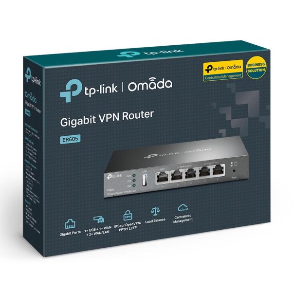 TP-Link ER605 v2 Gb Multi-WAN VPN router, port USB, Omada SDN4