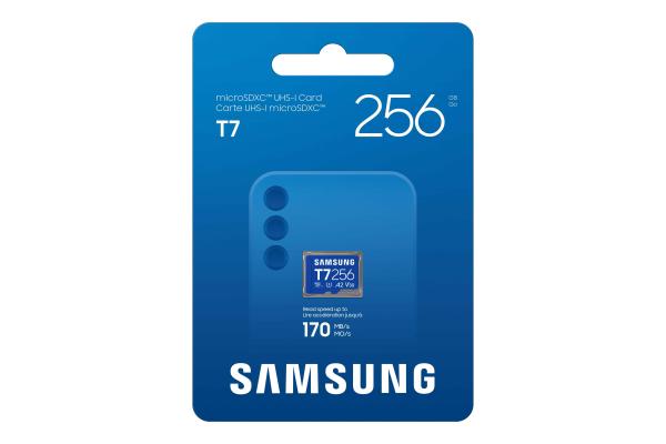 Samsung T7/ Micro SDXC/ 256GB/ UHS-I U3 / Class 10/ Modrá0