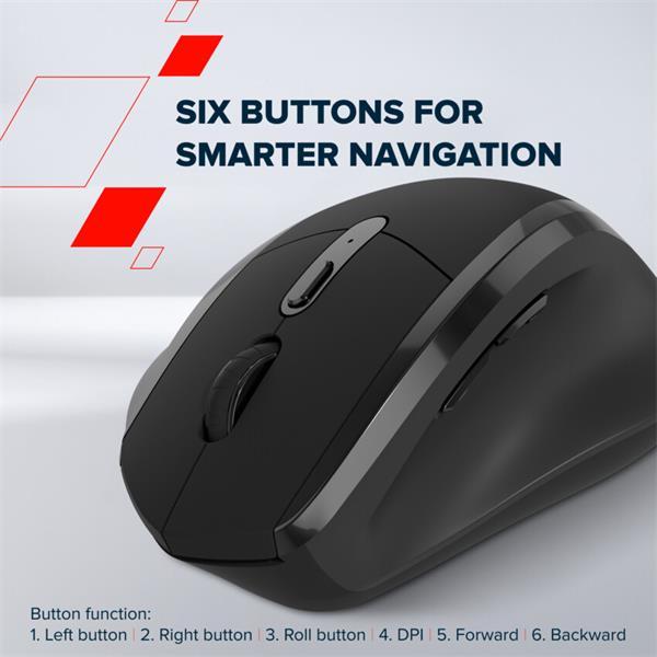 Canyon OnClick 17, ergonomická bezdrôtová optická myš pre pravákov, USB prijímač, 6 tlačidiel, 800/1200/1600 DPI, čierna19