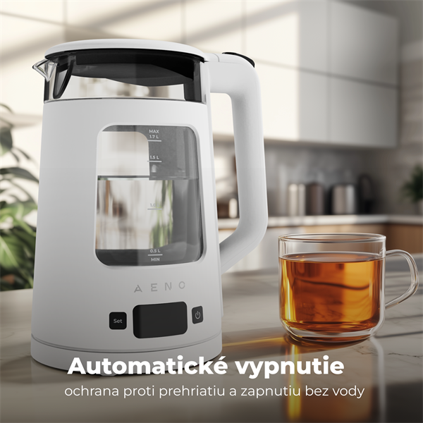 AENO Rychlovarná kanvica EK6 - 1,7l, Strix,dvojité steny, funkcia udržiavania tepla, LEDdisplej,auto vyp31