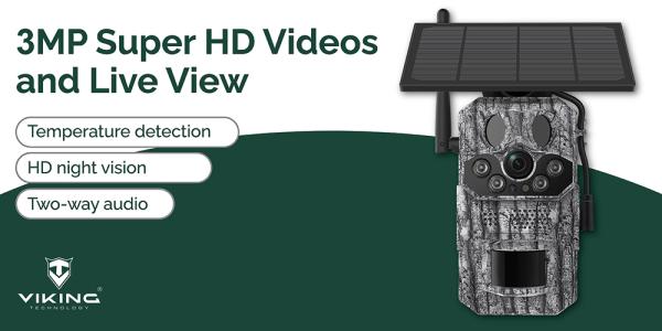 Solárna kamera Viking HDs05 4G/ 2304x1296/ PIR detekcia/ pohybový senzor/ 7800mAh15