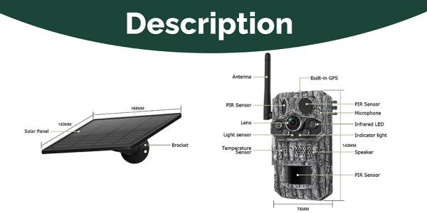 Solárna kamera Viking HDs05 4G/ 2304x1296/ PIR detekcia/ pohybový senzor/ 7800mAh16