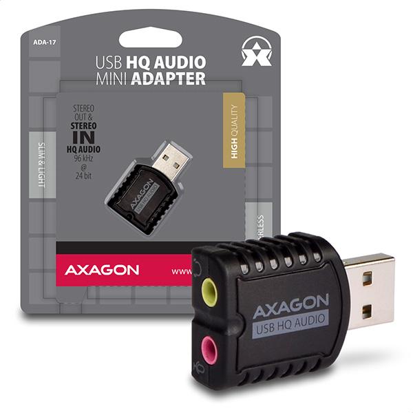 AXAGON ADA-17, USB 2.0 - externá zvuková karta HQ MINI, 96kHz/ 24-bit stereo, vstup USB-A7