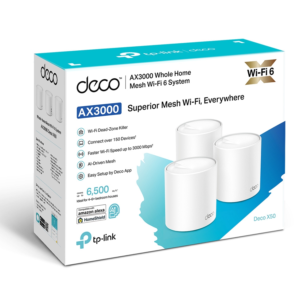 TP-Link Smart Home Mesh AX3000 WiFi6 System Deco X50(3-pack)1 