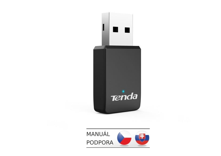 Tenda U9 WiFi AC650 USB adaptér, 633 Mb/ s (433 + 200 Mb/ s), 802.11 ac/ a/ b/ g/ n, OS Win XP/ 7/ 8/ 10/ 110 