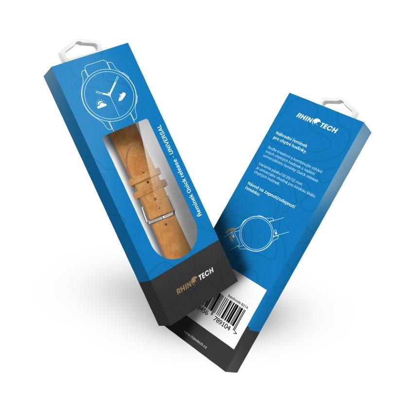 RhinoTech univerzální řemínek Genuine Suede Leather Quick Release 22mm hnědý2 