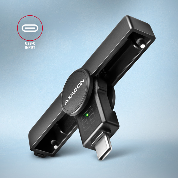 AXAGON CRE-SMPC, USB-C PocketReader čítačka kontaktných kariet Smart card (eObčanka, eID klient)3 