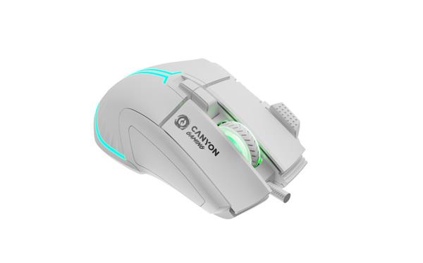 Canyon Fortnax, GM-636 herná myš, drôtová, optická, 20.000dpi, odozva 1ms, 9 progr. tlač,  6 režimov RGB podsv., biela1 