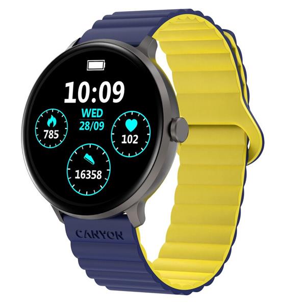Canyon Jacky SW-69, smart hodinky, BT, fareb. LTPS displej 1,3", vodotes. IP68, 25 športov, modro/žlté4 