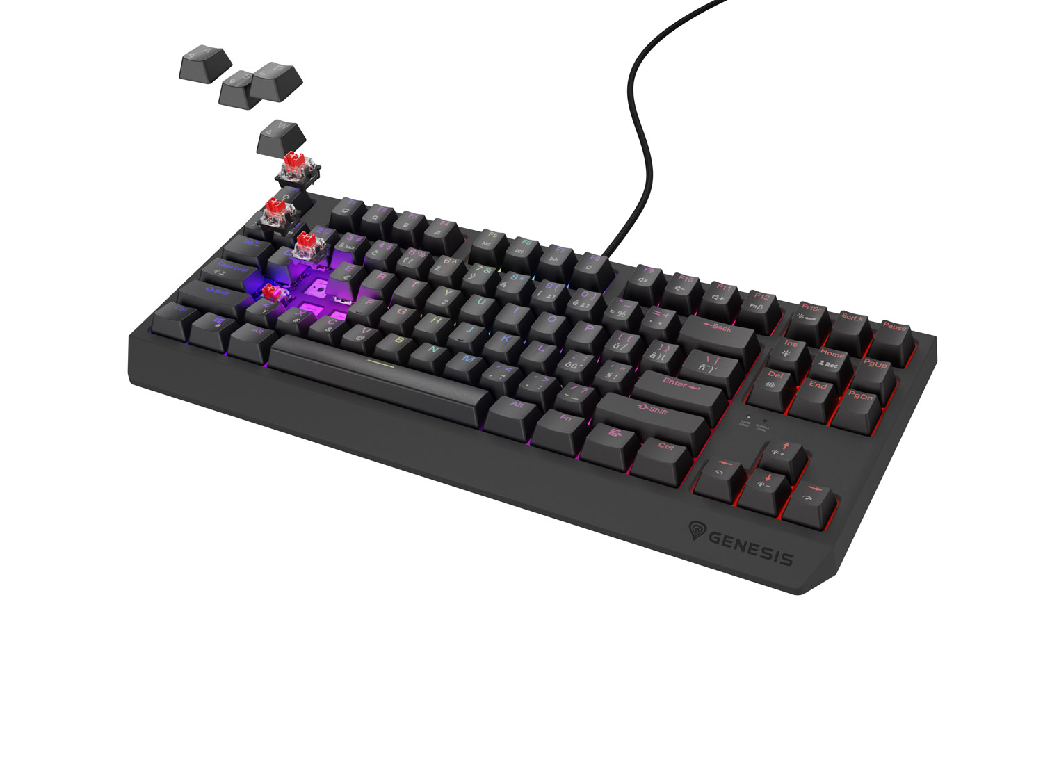 Herná klávesnica Genesis THOR 230/ TKL/ RGB/ Outemu Red/ Drôtové USB-A/ CZ- SK layout/ Čierna11 