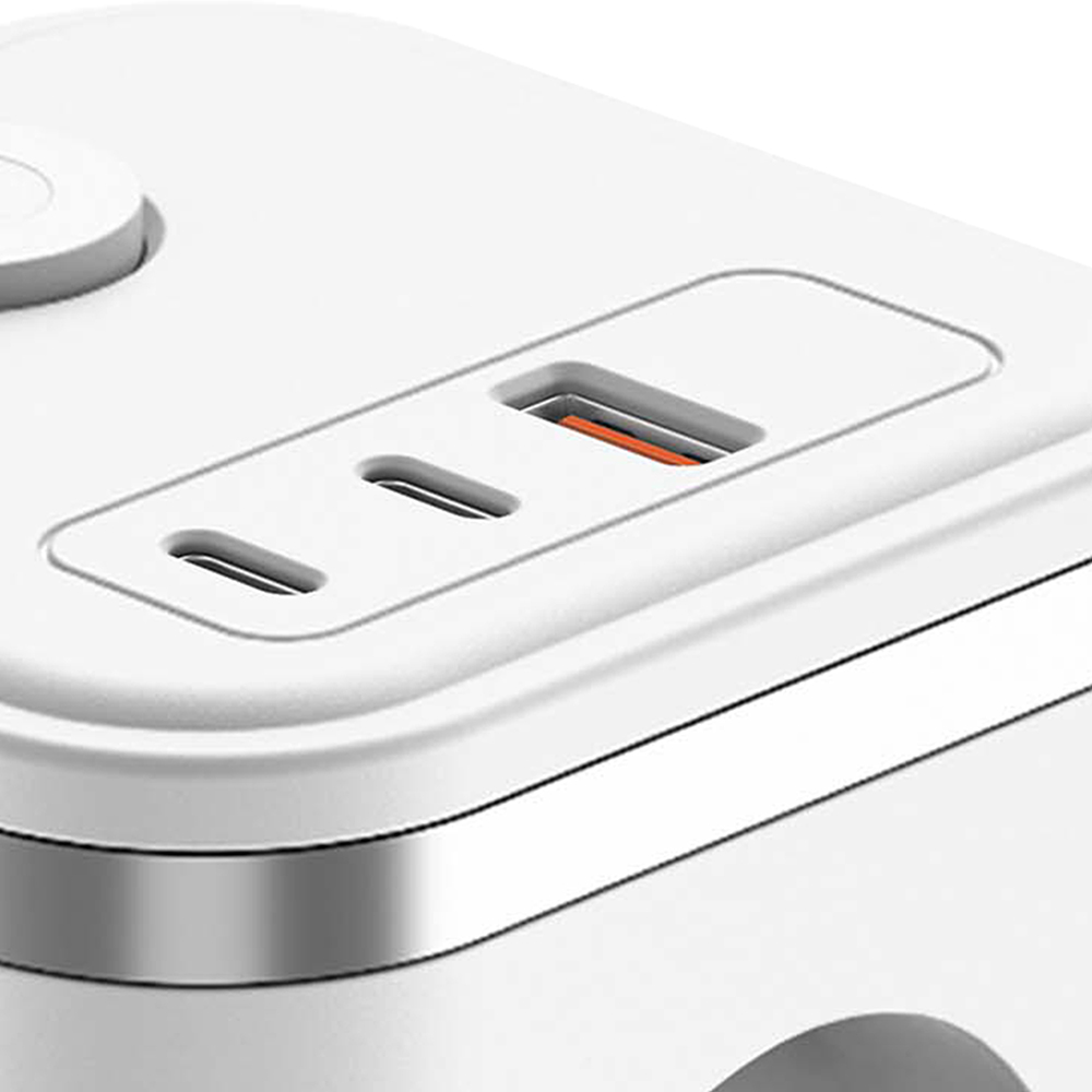 Sieťový adaptér VIKING Y33, biela/ Output:3xAC, 1xUSB-A, 2xUSB-C/ Tlačidlo ON/ OFF0 