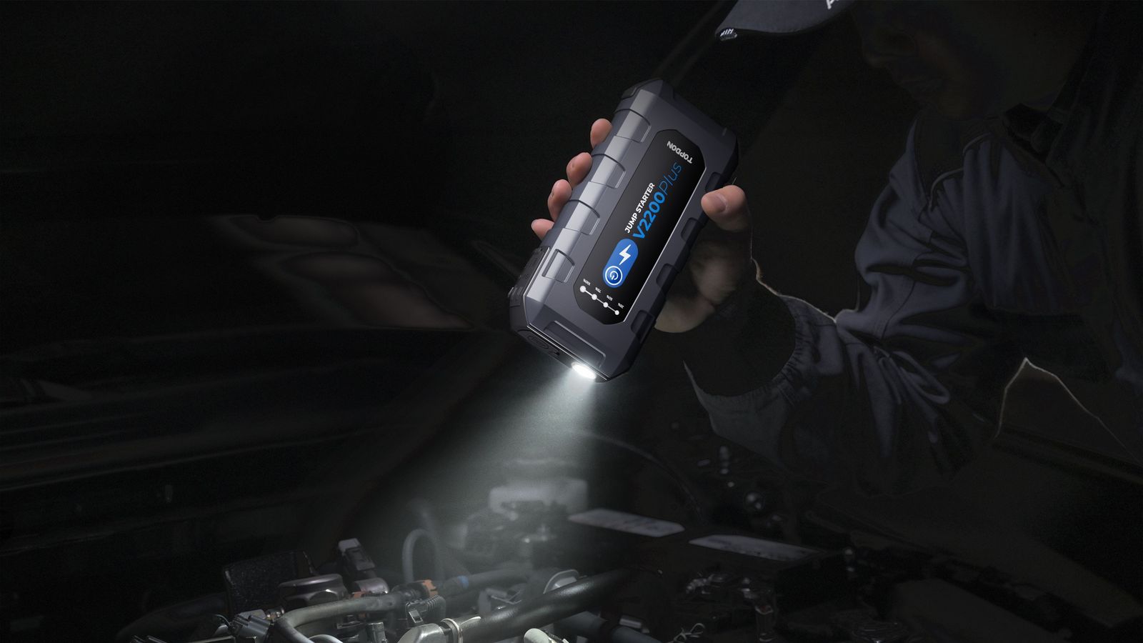 TOPDON V2200Plus/ 16000mAh/ max výstupný prúd 2200A/ 2xUSB-A/ USB-C/ DC Jack/ tester batérie1 