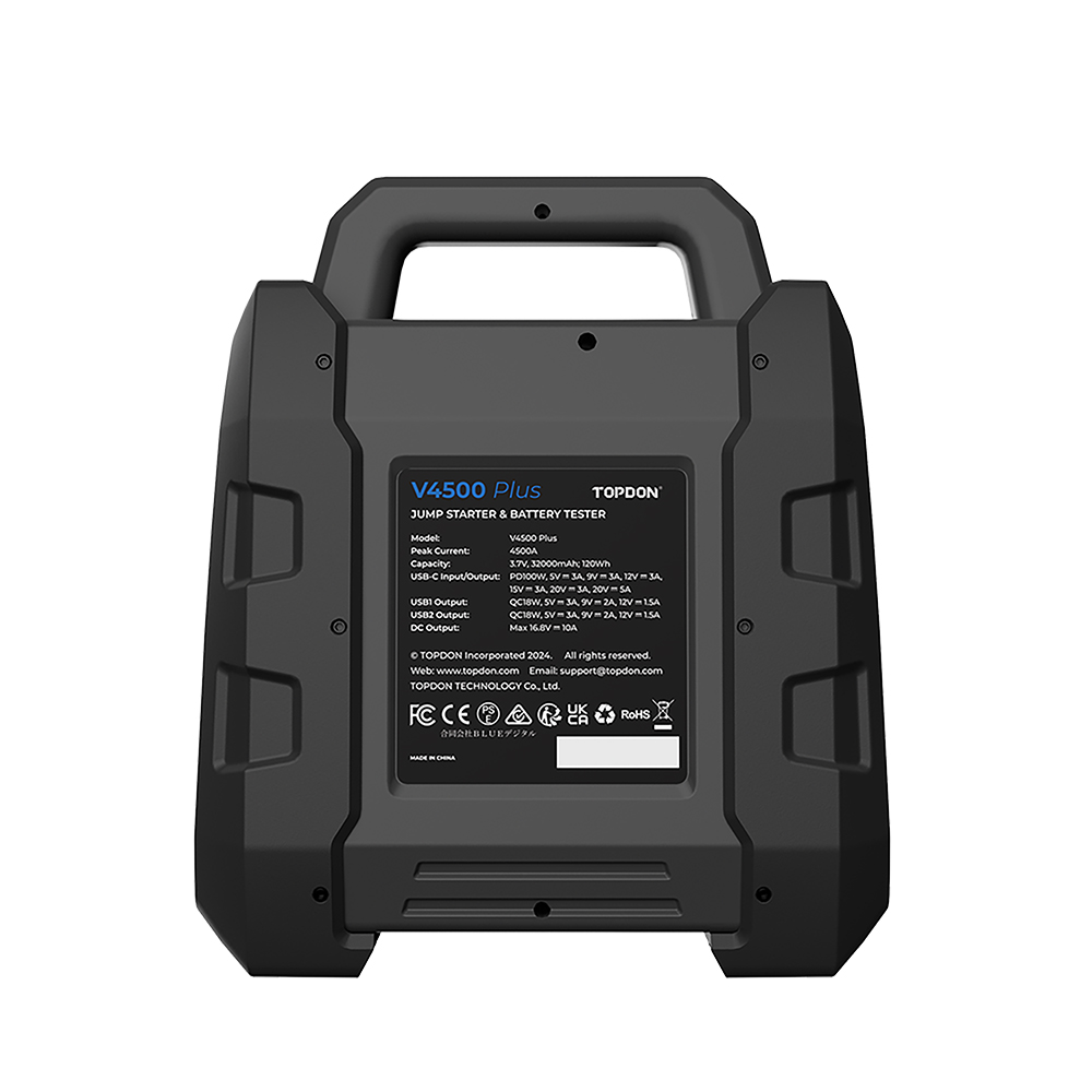 TOPDON štartér a tester autobatérie V4500Plus/ 32000mAh(120Wh)/ max. výstupný prúd 4500A/ / IP652 