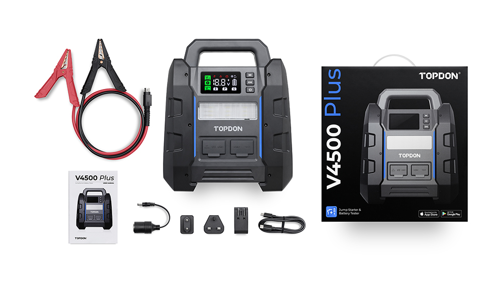 TOPDON štartér a tester autobatérie V4500Plus/ 32000mAh(120Wh)/ max. výstupný prúd 4500A/ / IP653 