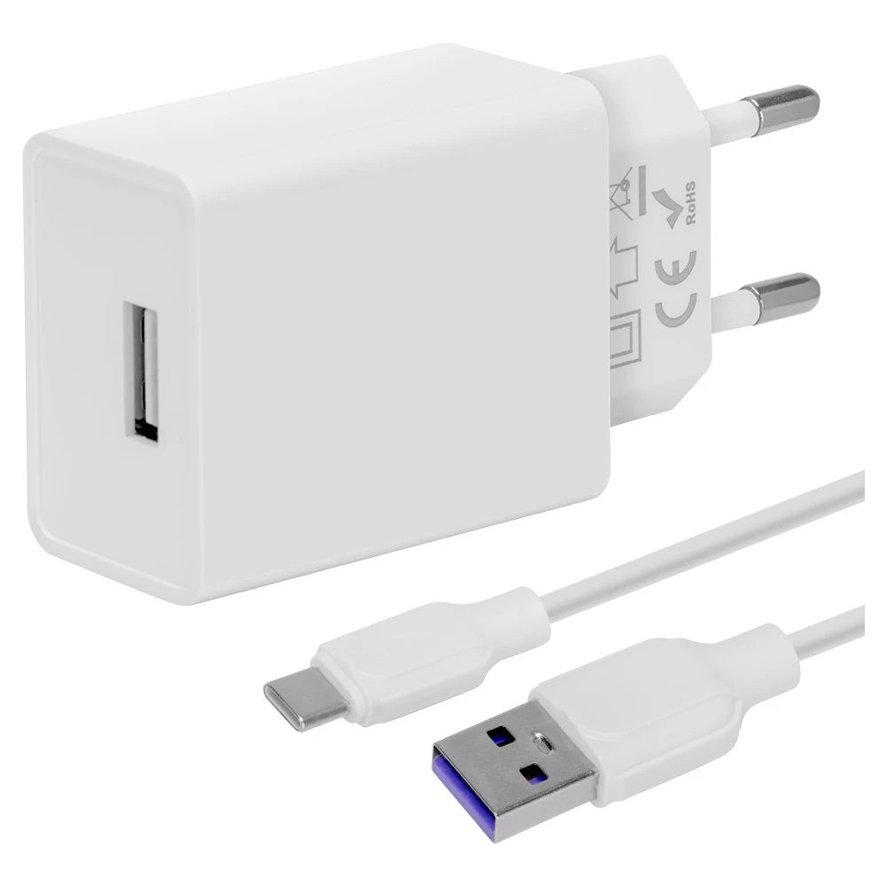 OBAL:ME Cestovná Nabíjačka USB-A 10W + USB-A/ USB-C Kábel 1m White0 