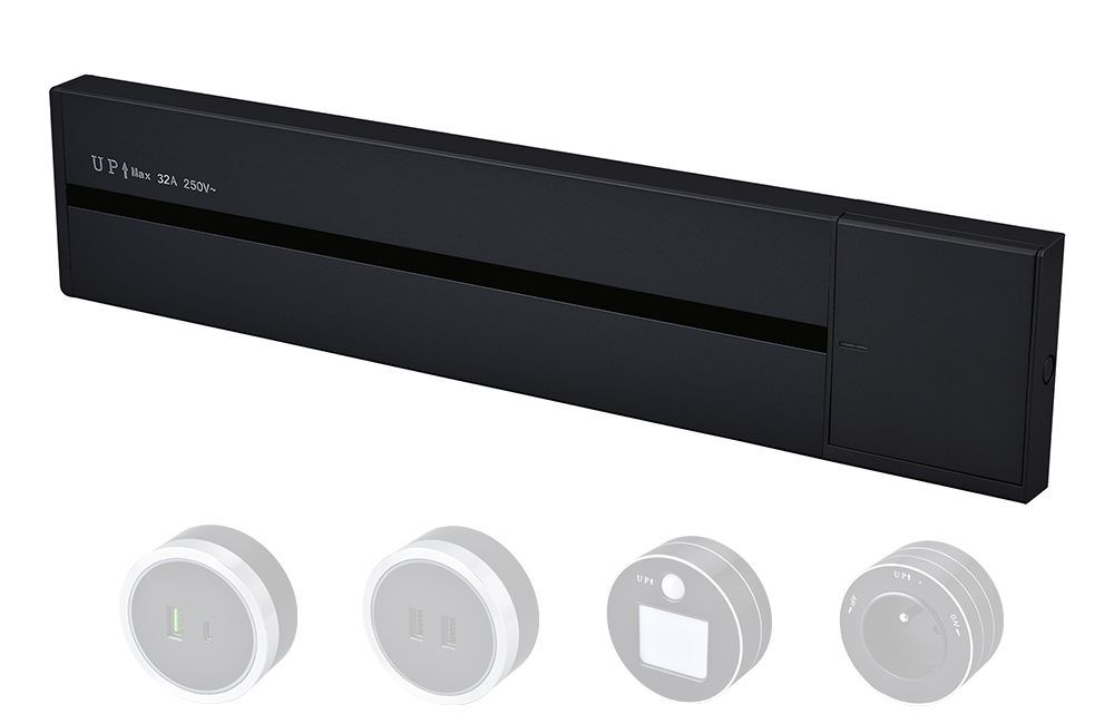 Zásuvková lišta - povrchová Viking LP40B/ 230V, 50Hz/ 40cm dĺžka/ čierna/ až 5modulov/ IP20/ hliník/ povrchová0 
