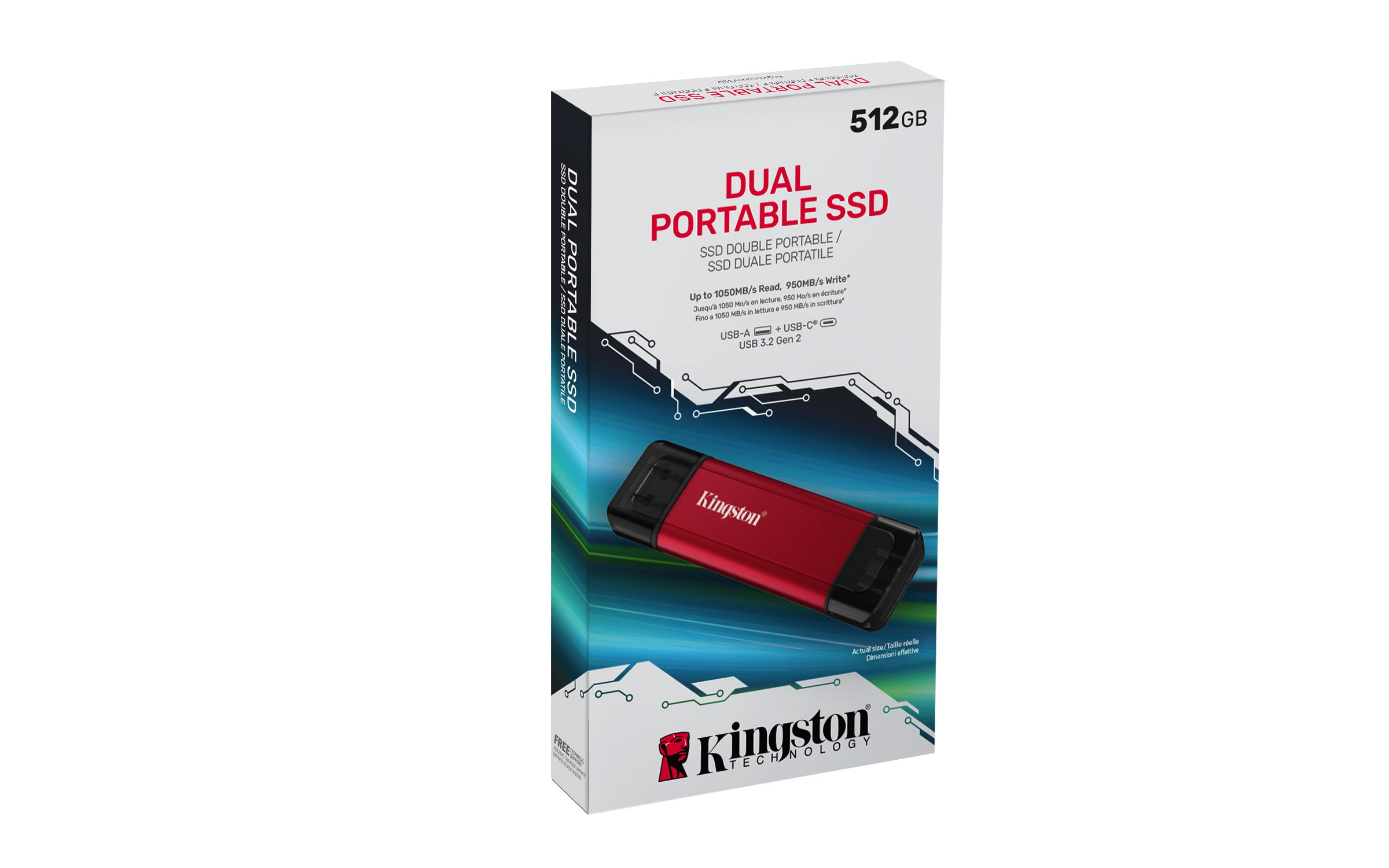 Kingston Dual Portable/ 512GB/ SSD/ Externý/ Červená/ 5R0 