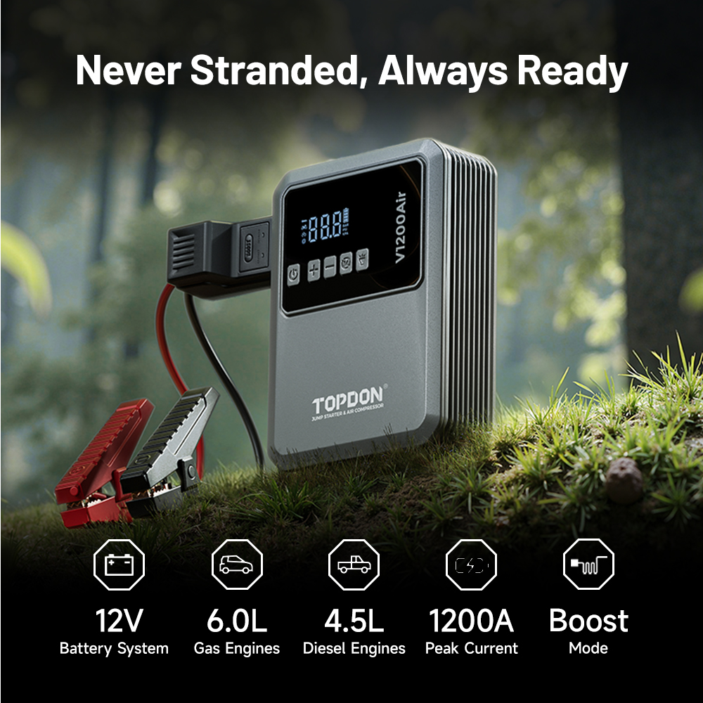 TOPDON Car Jump Starter Jump Surge V1200air/ 10000mAh/ 1200A/ 6, 0l benzín/ 4, 5l nafta10 