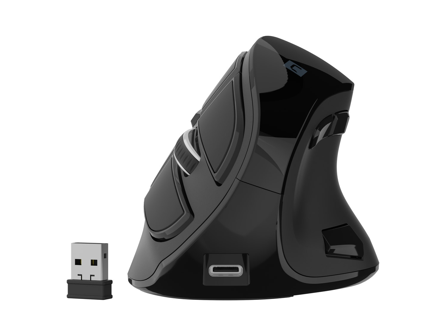 Vertikálna bezdrôtová myš Natec EUPHONIE PRO/ Vertikálna/ Blue Sense/ Pre pravákov/ 2 400 DPI/ USB+BT/ Čier7 